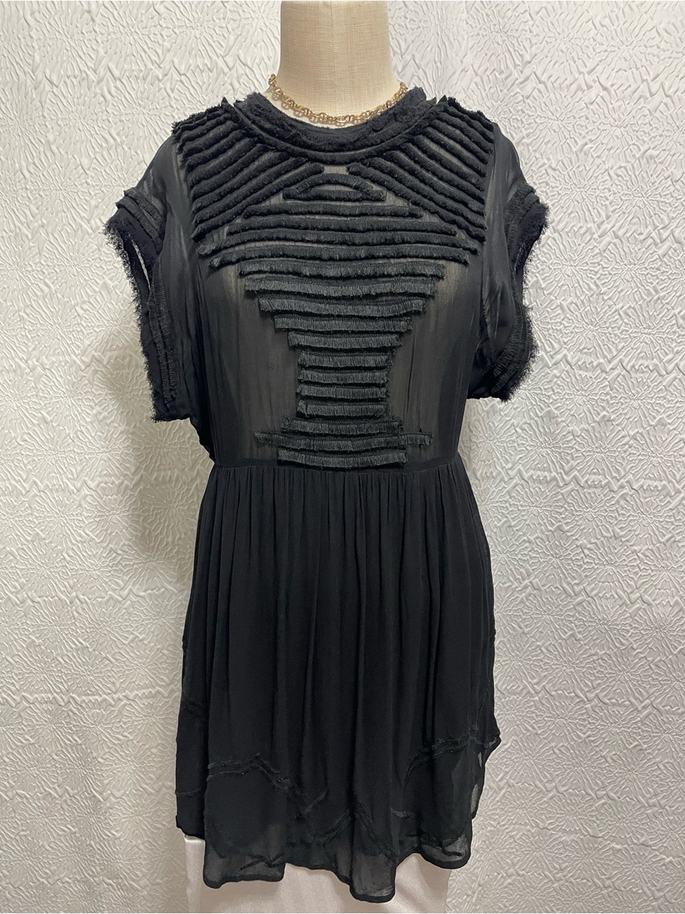 IRO Elegant Black Flare Chiffon Dress